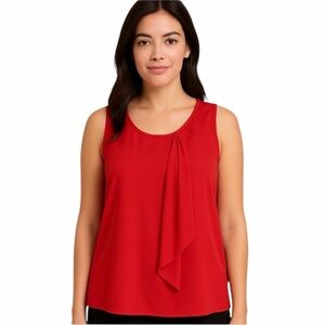 The Limited Womens Red Sleeveless Drape Front Top Size L Scoop Neck Blouse